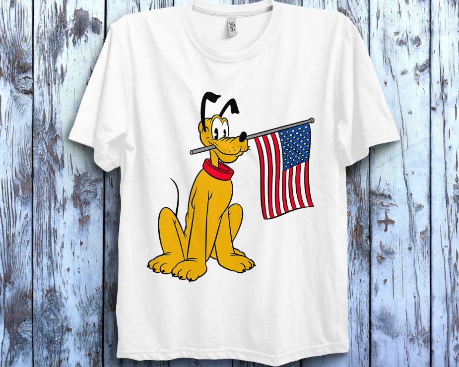 Disney Pluto Americana American Flag T-Shirt Disney Pluto Americana American Flag T-Shirt