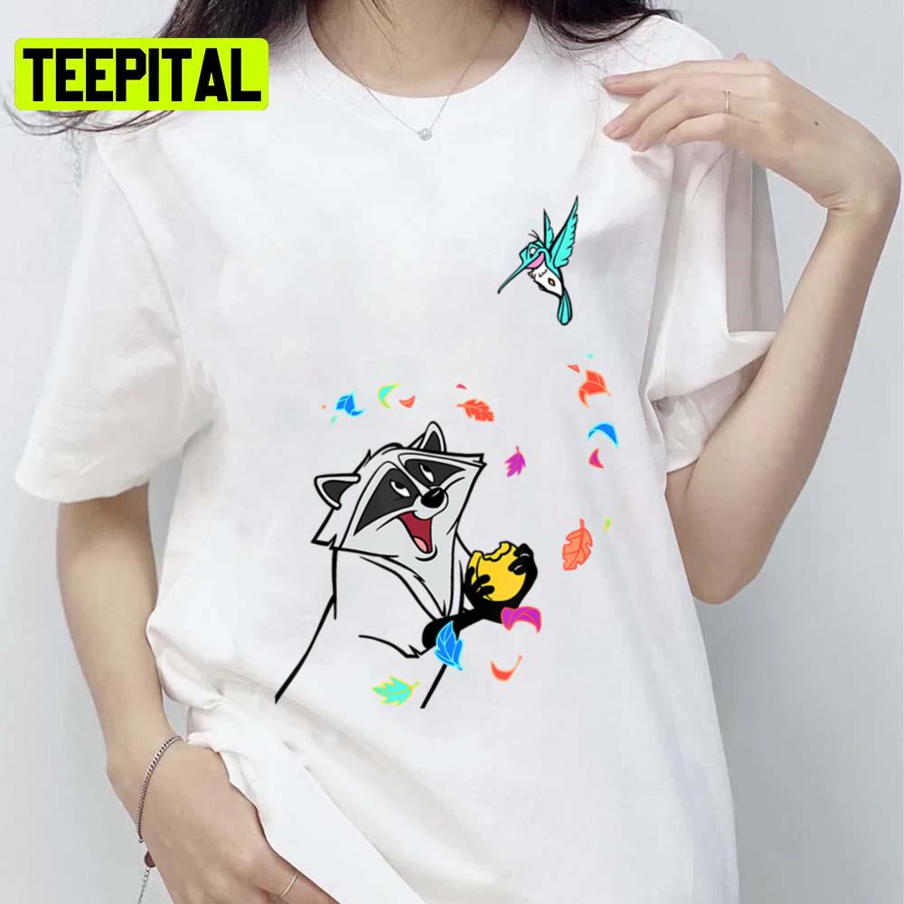 Disney Pocahontas Meeko Flit Colorful Leafs Fall Pugahontas Unisex T-Shirt Disney Pocahontas Meeko Flit Colorful Leafs Fall Pugahontas Unisex T-Shirt