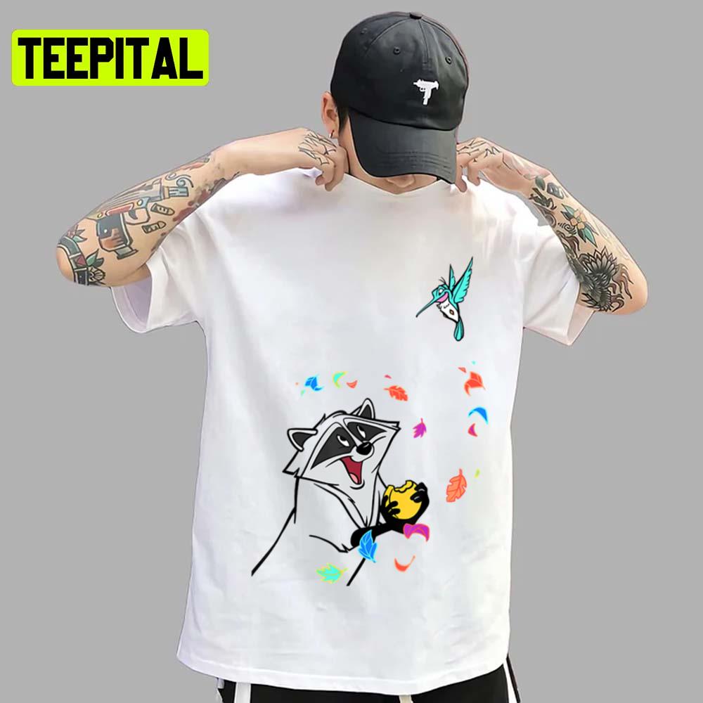 Disney Pocahontas Meeko Flit Colorful Leafs Fall Pugahontas Unisex T-Shirt Disney Pocahontas Meeko Flit Colorful Leafs Fall Pugahontas Unisex T-Shirt
