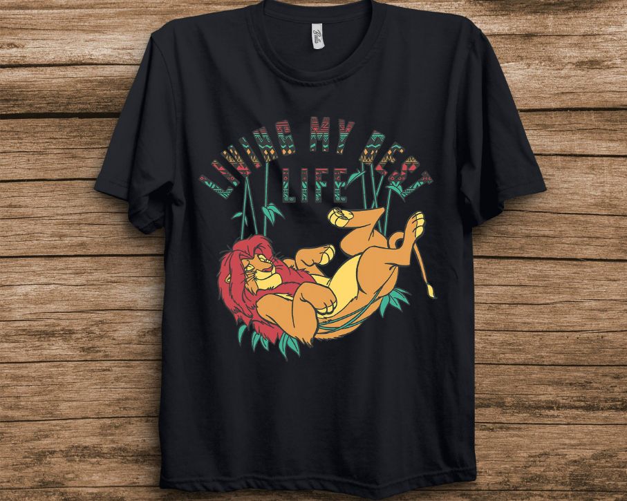 Disney The Lion King Living My Best Life Simba Text Fill T-Shirt Disney The Lion King Living My Best Life Simba Text Fill T-Shirt