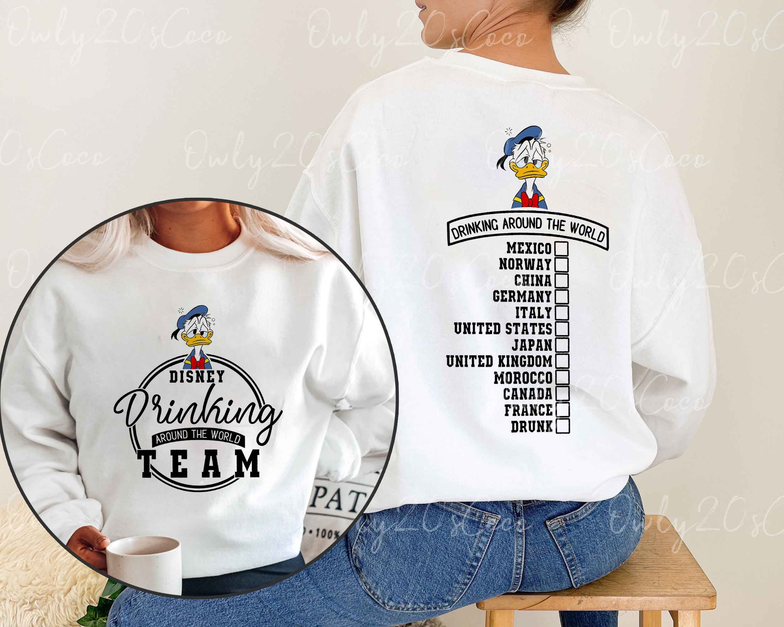 Donal Duck Drinking Around The World Unisex Sweatshirt Donal Duck Drinking Around The World Unisex Sweatshirt