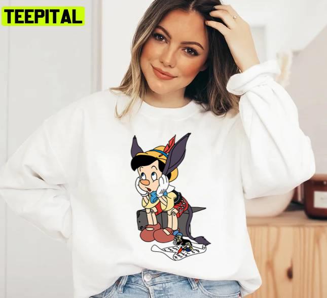 Donkey And Jiminy Cricket Pinocchio Disney Unisex Sweatshirt Donkey And Jiminy Cricket Pinocchio Disney Unisex Sweatshirt