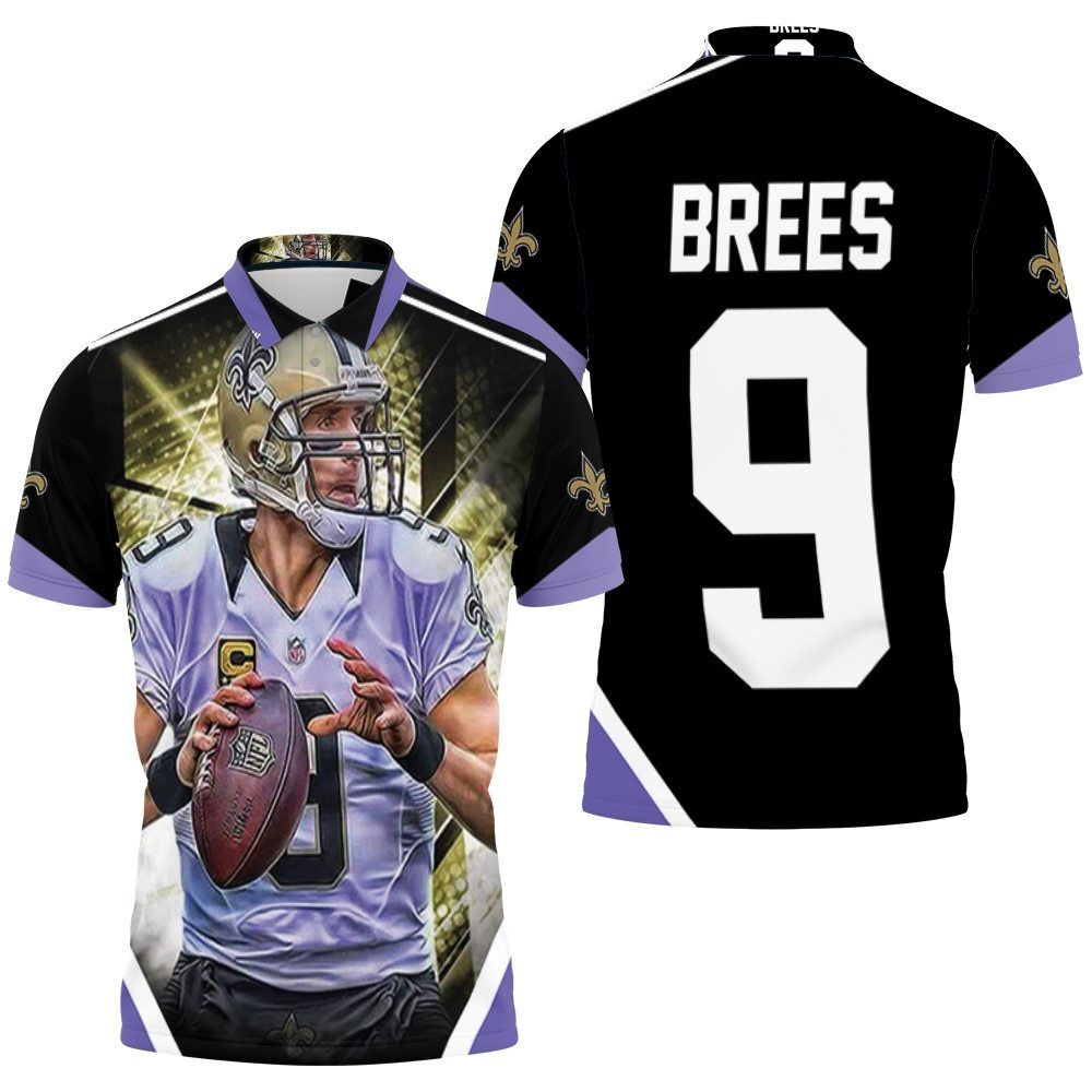 Drew Brees 9 New Orleans Saints Purple Polo Shirt All Over Print Shirt 3d T-shirt Drew Brees 9 New Orleans Saints Purple Polo Shirt All Over Print Shirt 3d T-shirt