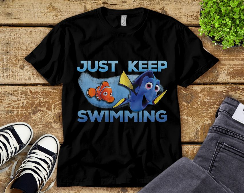Finding Nemo Just Keep Swimming Funny Nemo And Dory Unisex Tee Adult T-Shirt Finding Nemo Just Keep Swimming Funny Nemo And Dory Unisex Tee Adult T-Shirt