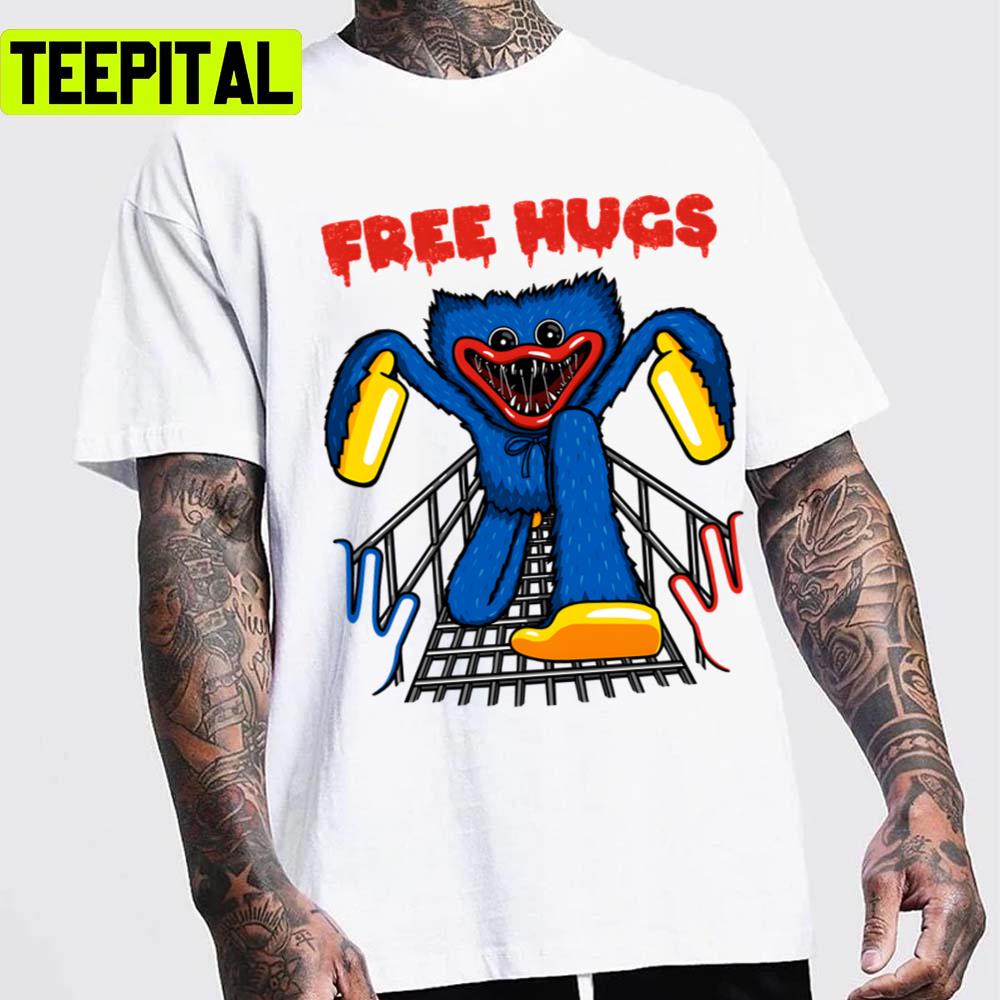 Funny Free Spooky Hugs Huggy Wuggy Unisex T-Shirt Funny Free Spooky Hugs Huggy Wuggy Unisex T-Shirt