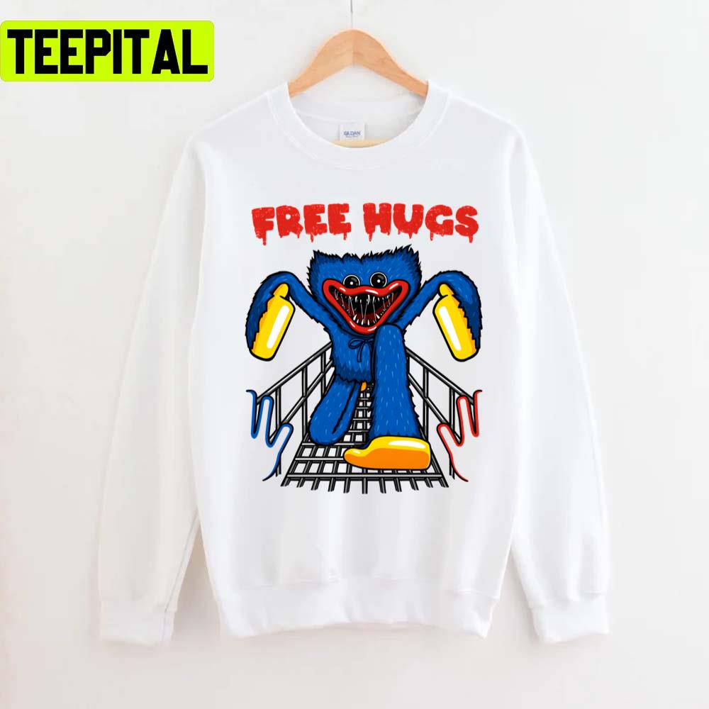 Funny Free Spooky Hugs Huggy Wuggy Unisex T-Shirt Funny Free Spooky Hugs Huggy Wuggy Unisex T-Shirt