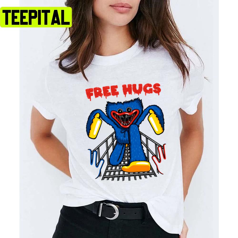 Funny Free Spooky Hugs Huggy Wuggy Unisex T-Shirt Funny Free Spooky Hugs Huggy Wuggy Unisex T-Shirt