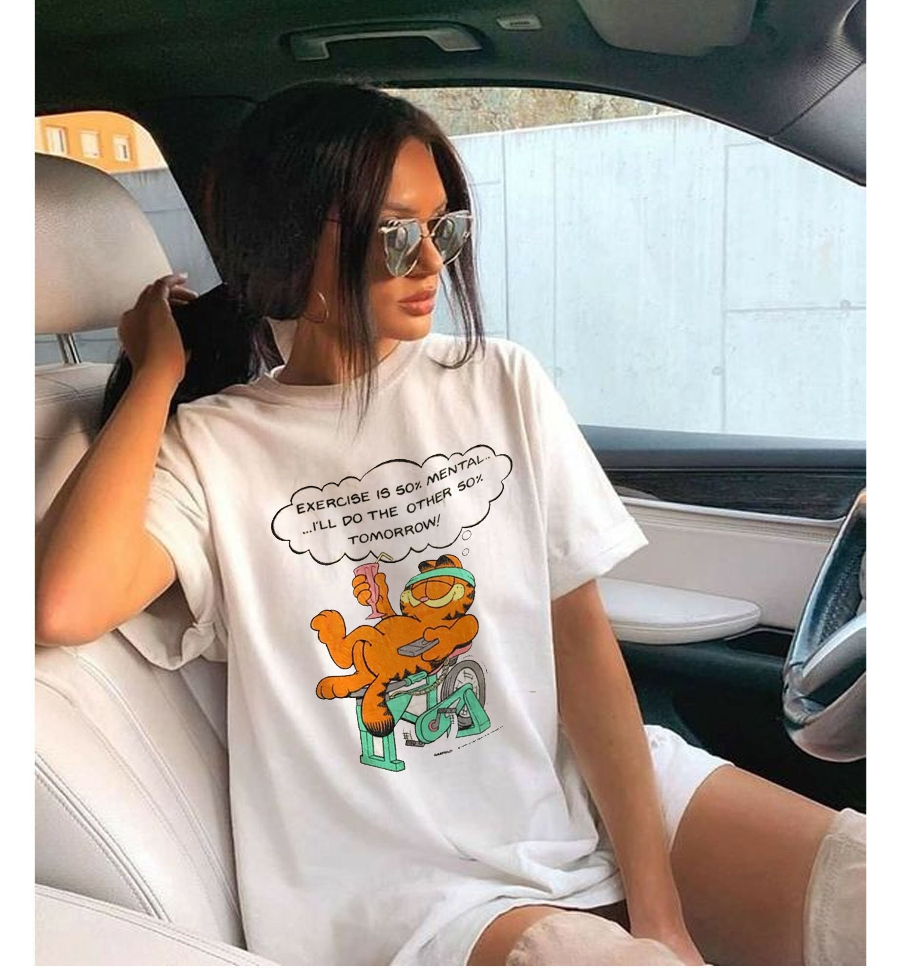 Funny Garfield Exercise Is 50% Mental So I'il Do The Other 50 Tomorrow Unisex T-Shirt Funny Garfield Exercise Is 50% Mental So I'il Do The Other 50 Tomorrow Unisex T-Shirt