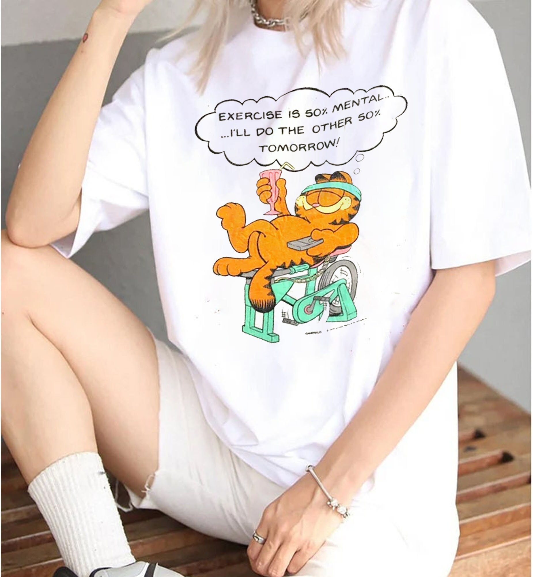 Funny Garfield Exercise Is 50% Mental So I'il Do The Other 50 Tomorrow Unisex T-Shirt Funny Garfield Exercise Is 50% Mental So I'il Do The Other 50 Tomorrow Unisex T-Shirt