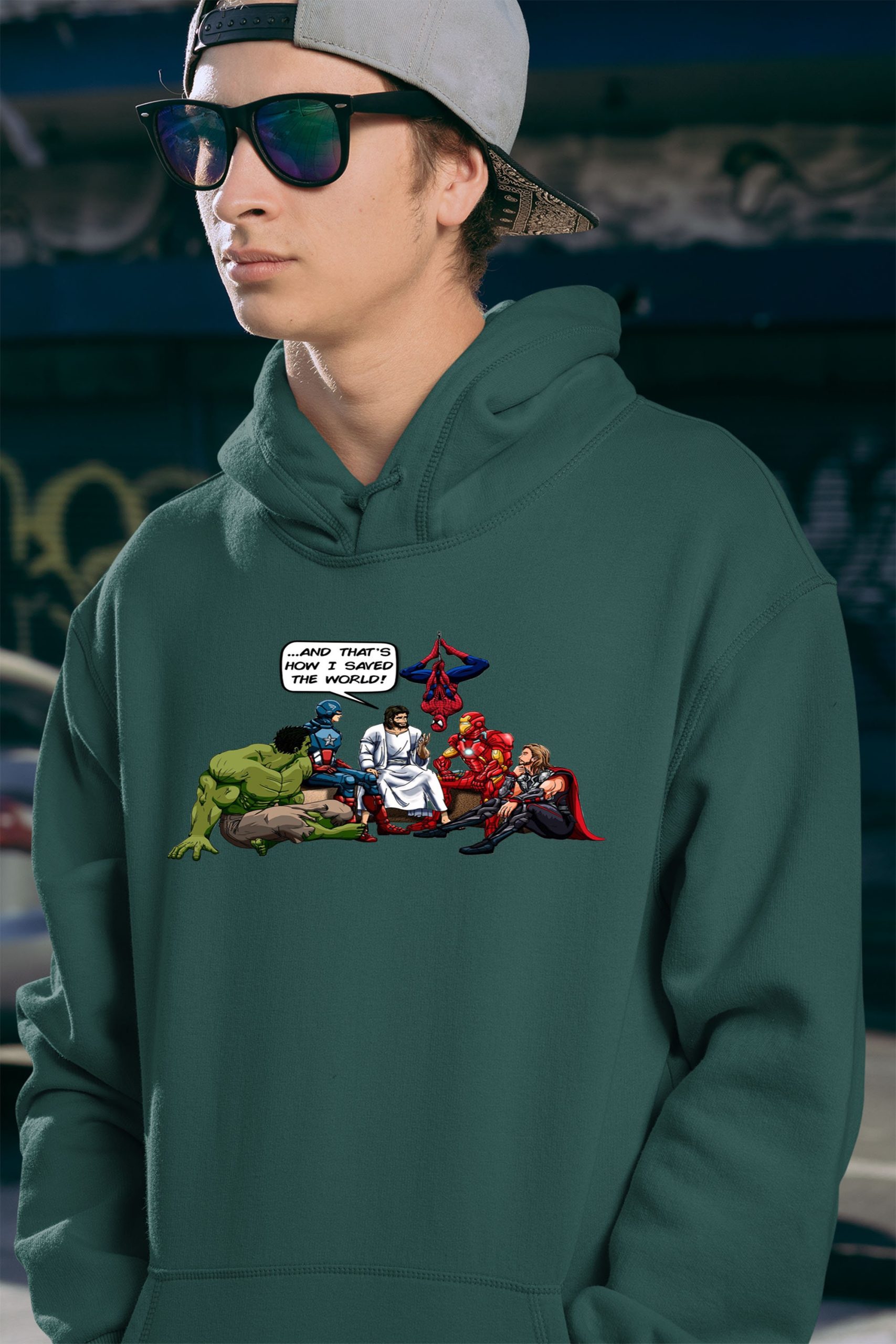 Funny Superheroes With Jesus Unisex Hoodie Funny Superheroes With Jesus Unisex Hoodie
