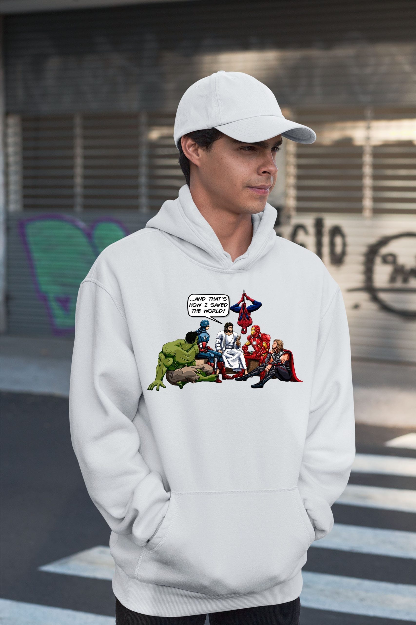Funny Superheroes With Jesus Unisex Hoodie Funny Superheroes With Jesus Unisex Hoodie