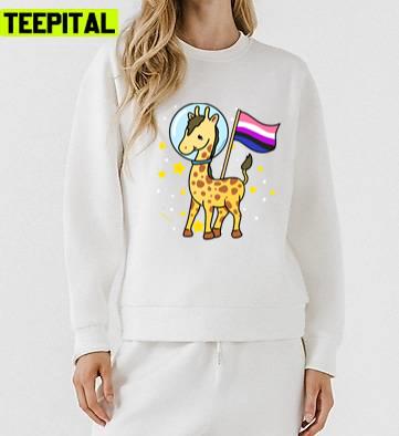 Giraffe In Space Genderfluid Pride Unisex Sweatshirt Giraffe In Space Genderfluid Pride Unisex Sweatshirt