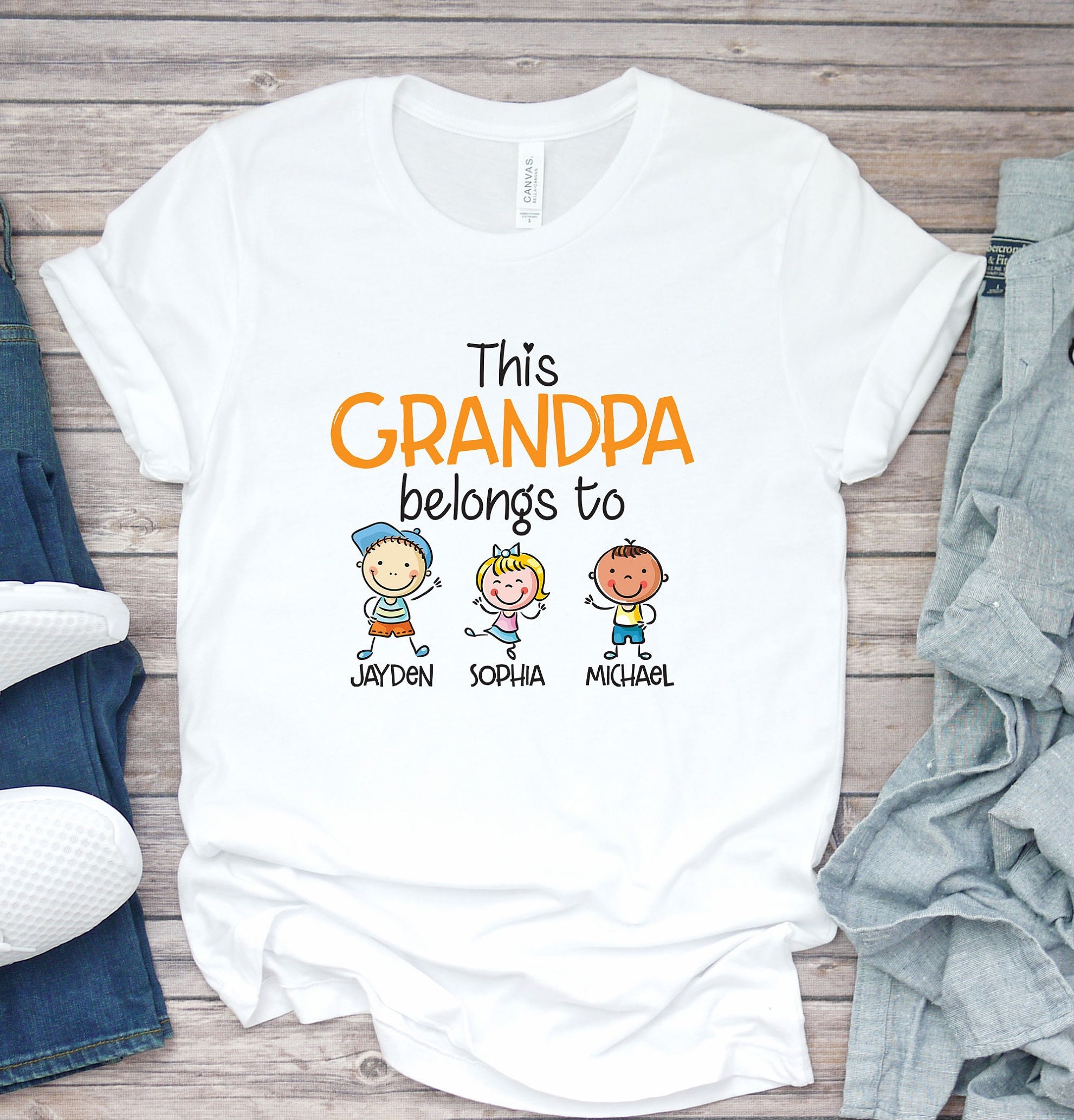 Grandpa Fathers Day For Grandfather Customized Kids Names Unisex T-Shirt Grandpa Fathers Day For Grandfather Customized Kids Names Unisex T-Shirt