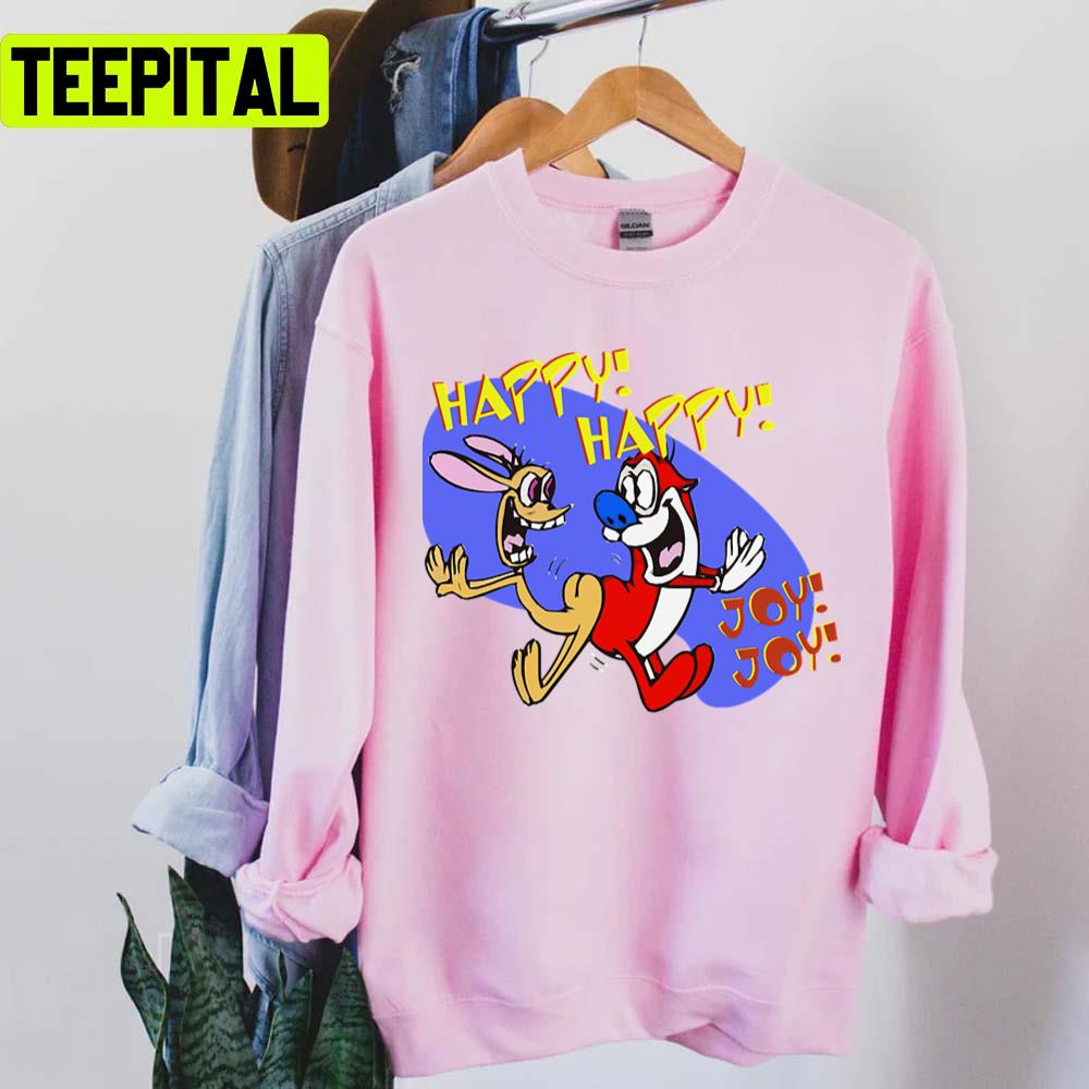 Happy Joy Funny Art Cat Ren And Stimpy 90s Cartoon Unisex T-Shirt Happy Joy Funny Art Cat Ren And Stimpy 90s Cartoon Unisex T-Shirt