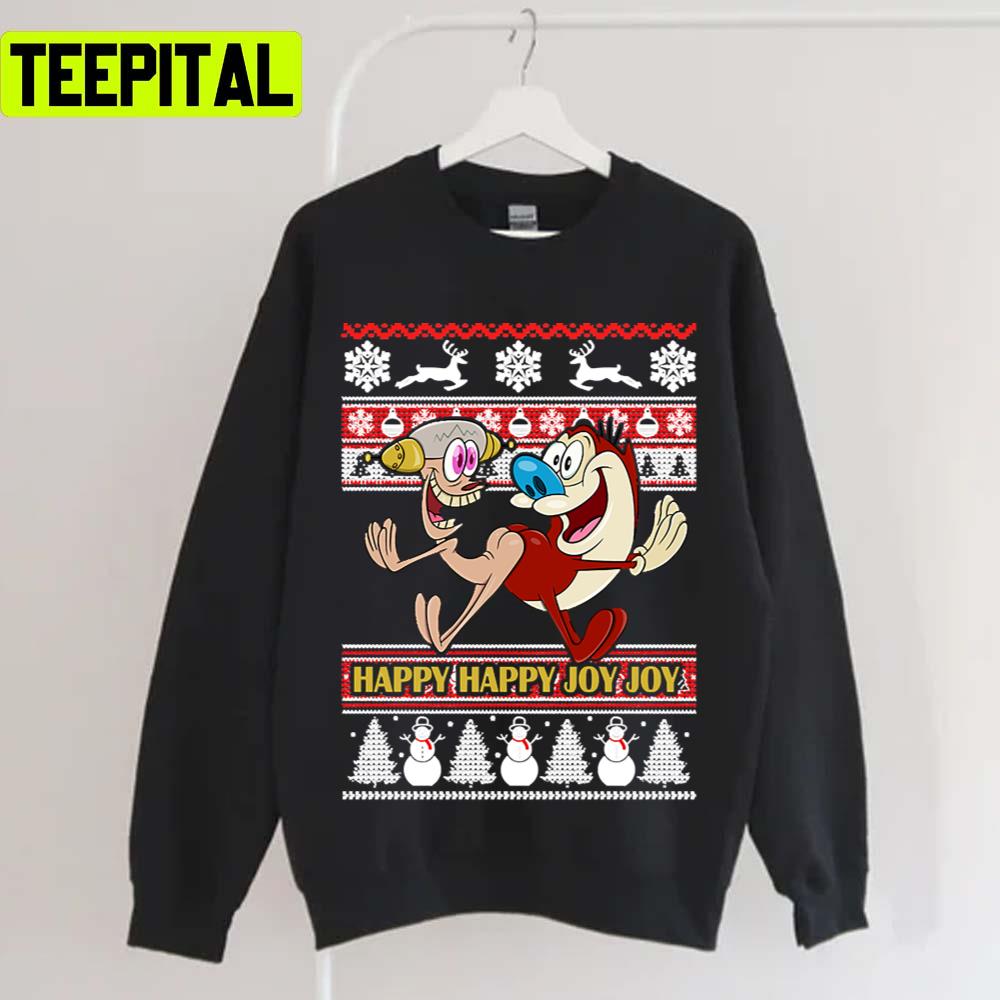 Happy Joy Merry Christmas Ren And Cat Ren And Stimpy 90s Cartoon Unisex T-Shirt Happy Joy Merry Christmas Ren And Cat Ren And Stimpy 90s Cartoon Unisex T-Shirt