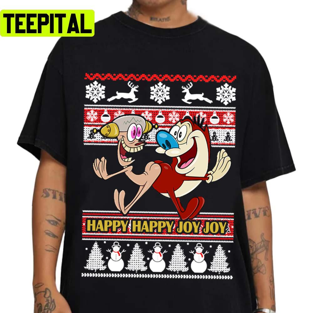 Happy Joy Merry Christmas Ren And Cat Ren And Stimpy 90s Cartoon Unisex T-Shirt Happy Joy Merry Christmas Ren And Cat Ren And Stimpy 90s Cartoon Unisex T-Shirt