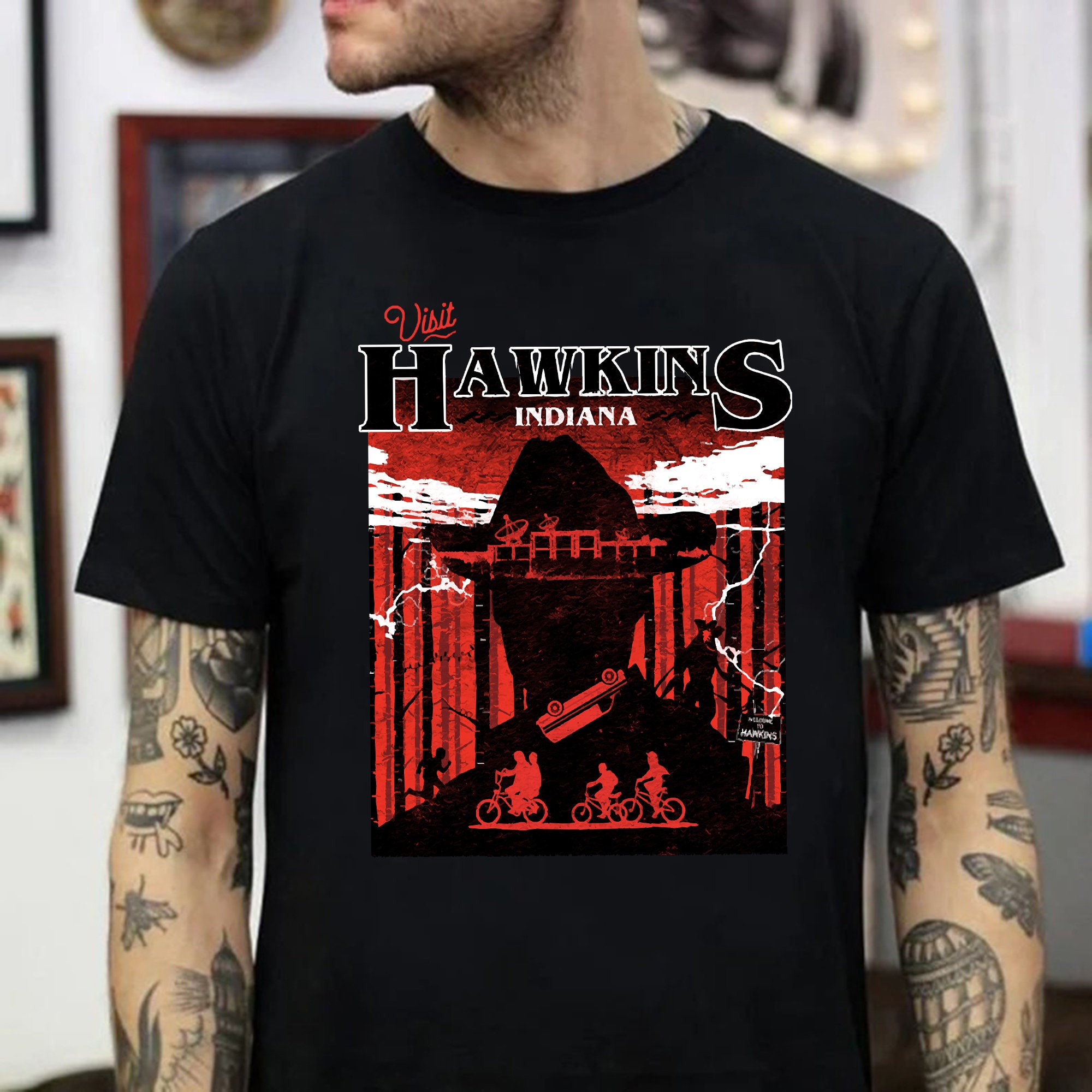 Hawkins Indiana Stranger Things 4 Unisex T-Shirt Hawkins Indiana Stranger Things 4 Unisex T-Shirt