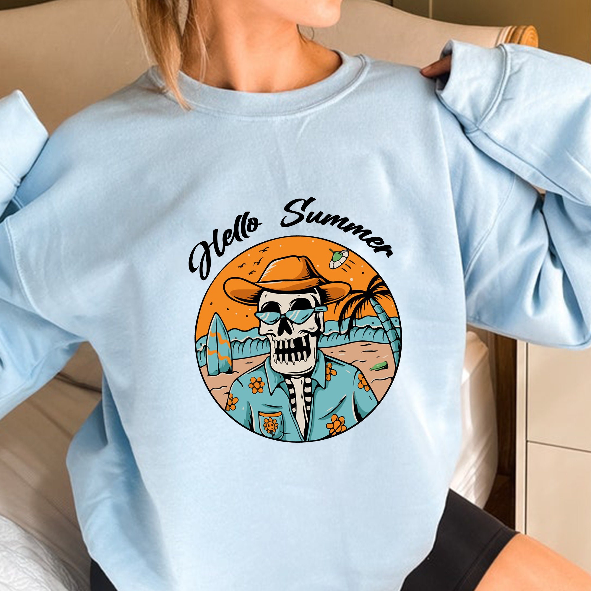 Hello Summer Funny Skeleton Beach Unisex Sweatshirt Hello Summer Funny Skeleton Beach Unisex Sweatshirt