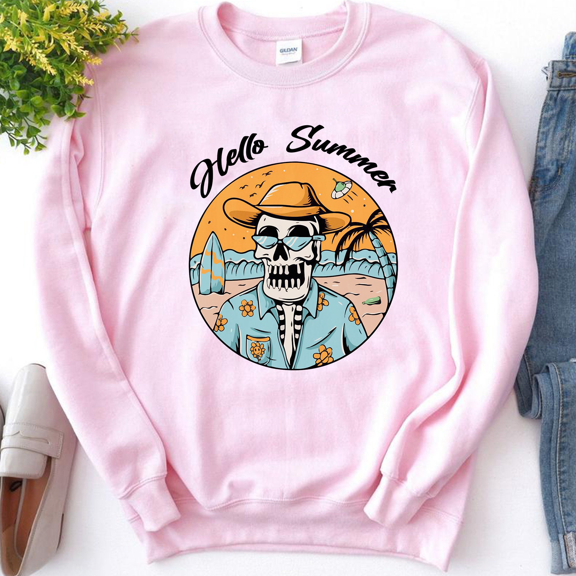 Hello Summer Funny Skeleton Beach Unisex Sweatshirt Hello Summer Funny Skeleton Beach Unisex Sweatshirt