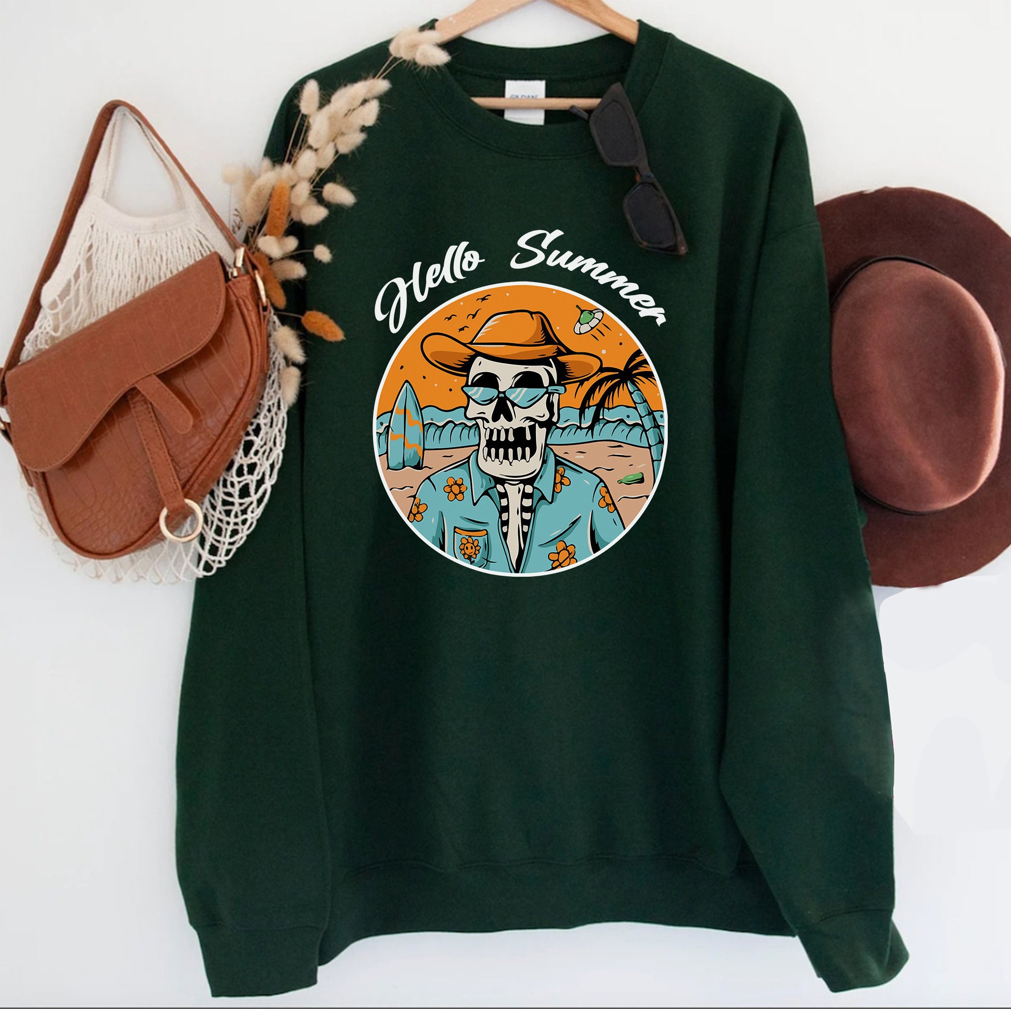 Hello Summer Funny Skeleton Beach Unisex Sweatshirt Hello Summer Funny Skeleton Beach Unisex Sweatshirt
