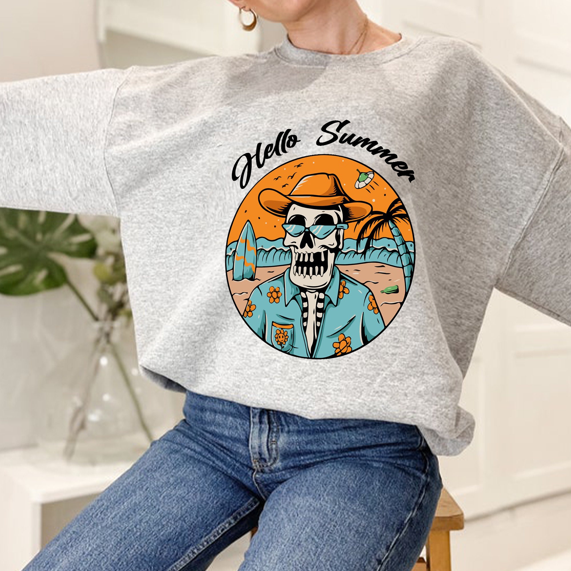 Hello Summer Funny Skeleton Beach Unisex Sweatshirt Hello Summer Funny Skeleton Beach Unisex Sweatshirt