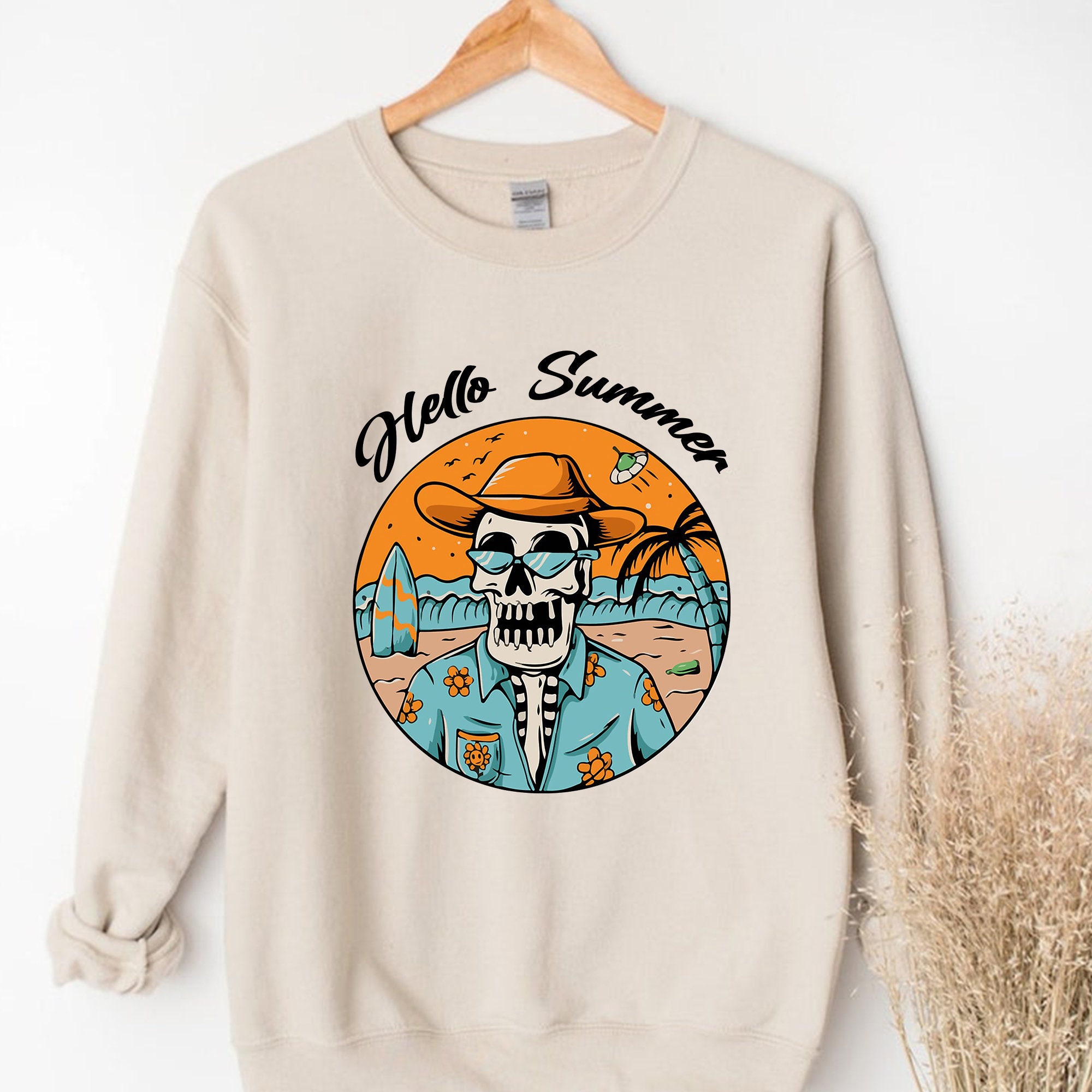 Hello Summer Funny Skeleton Beach Unisex Sweatshirt Hello Summer Funny Skeleton Beach Unisex Sweatshirt