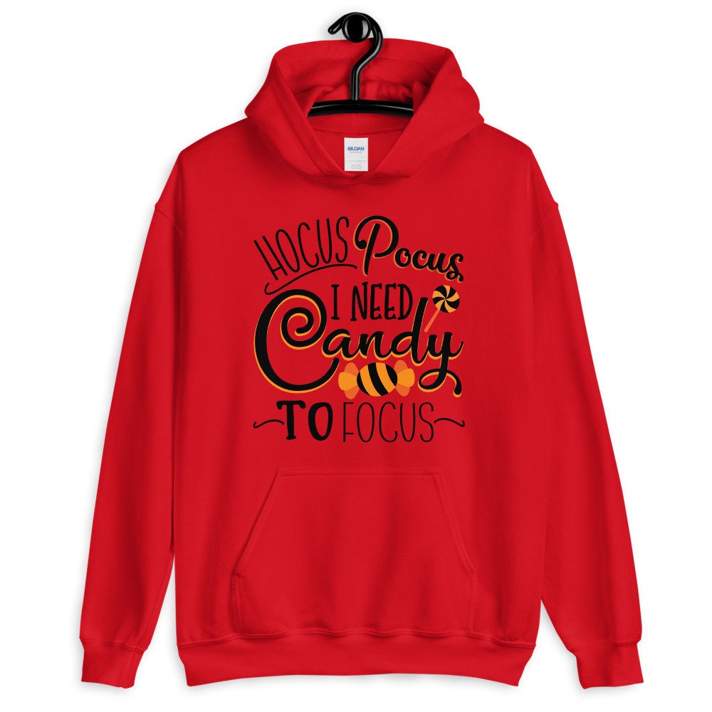 Hocus Pocus I Need Candy To Focus Cute Halloween Unisex Hoodie Hocus Pocus I Need Candy To Focus Cute Halloween Unisex Hoodie