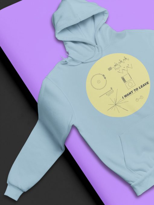 I Want To Leave Nasa Voyager Golden Record Vaporwave Vintage Alien Believer Space Aesthetic Unisex Hoodie