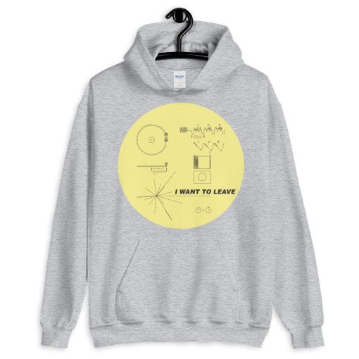 I Want To Leave Nasa Voyager Golden Record Vaporwave Vintage Alien Believer Space Aesthetic Unisex Hoodie