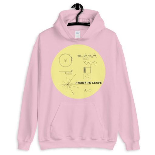 I Want To Leave Nasa Voyager Golden Record Vaporwave Vintage Alien Believer Space Aesthetic Unisex Hoodie