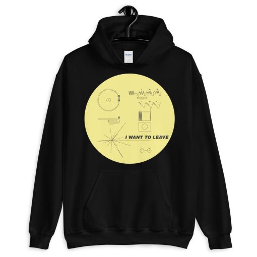 I Want To Leave Nasa Voyager Golden Record Vaporwave Vintage Alien Believer Space Aesthetic Unisex Hoodie