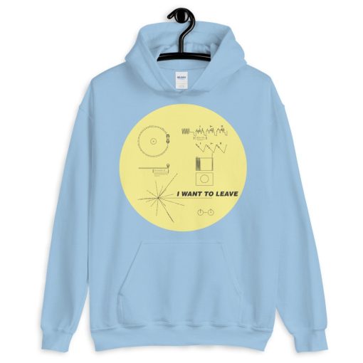 I Want To Leave Nasa Voyager Golden Record Vaporwave Vintage Alien Believer Space Aesthetic Unisex Hoodie