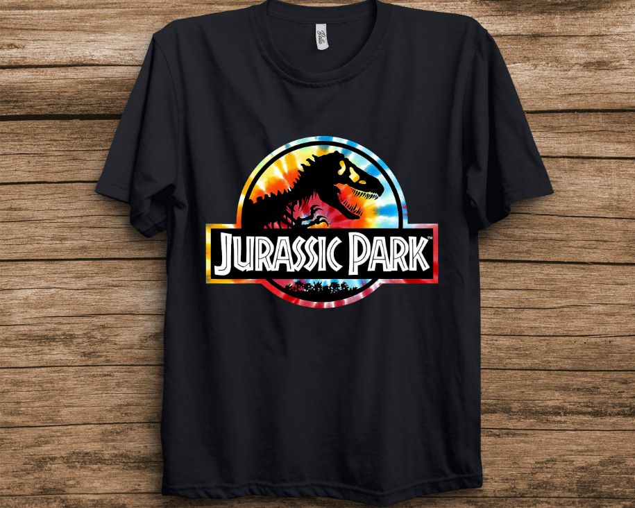Jurassic Park Tie Dye Circle Logo Graphic T-Shirt Jurassic Park Tie Dye Circle Logo Graphic T-Shirt