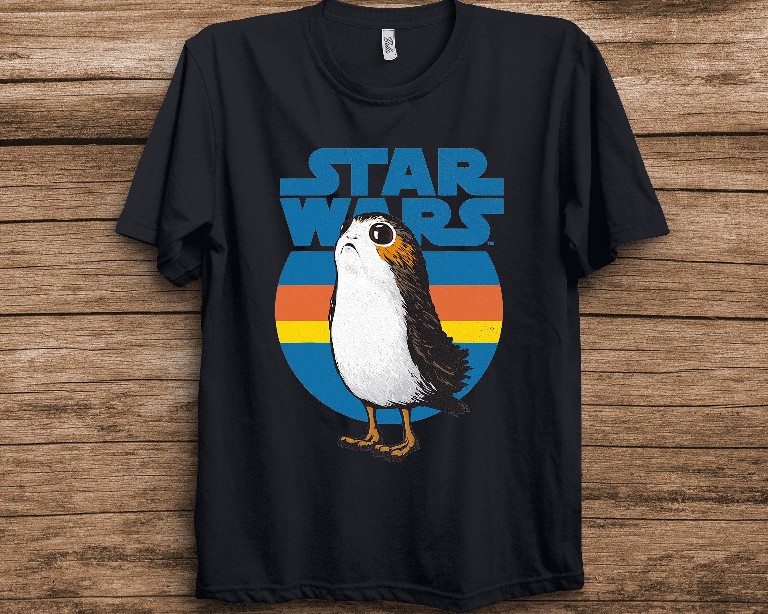 Last Jedi Porg Retro Stripes Logo Graphic Star Wars Unisex T-Shirt Last Jedi Porg Retro Stripes Logo Graphic Star Wars Unisex T-Shirt