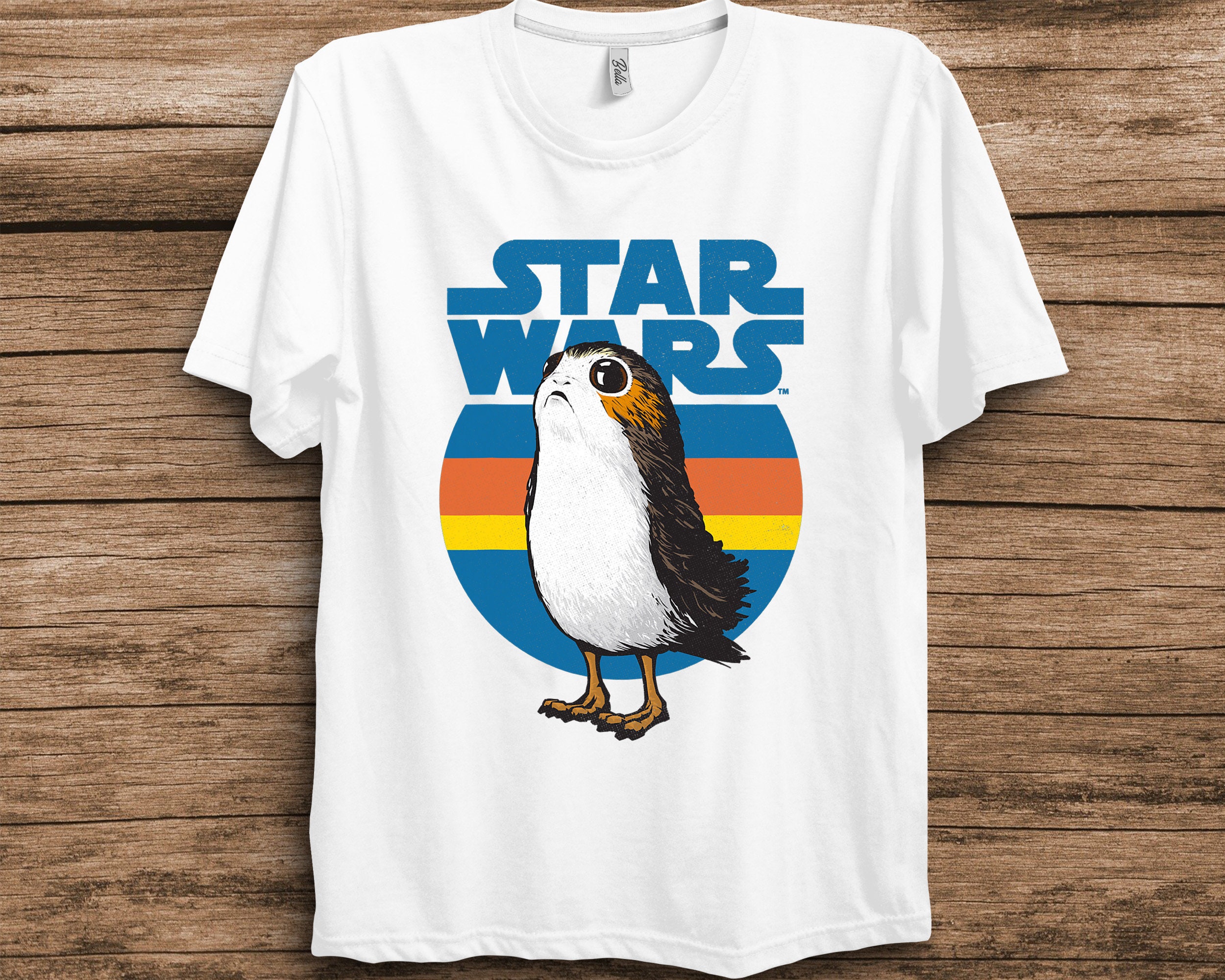 Last Jedi Porg Retro Stripes Logo Graphic Star Wars Unisex T-Shirt Last Jedi Porg Retro Stripes Logo Graphic Star Wars Unisex T-Shirt