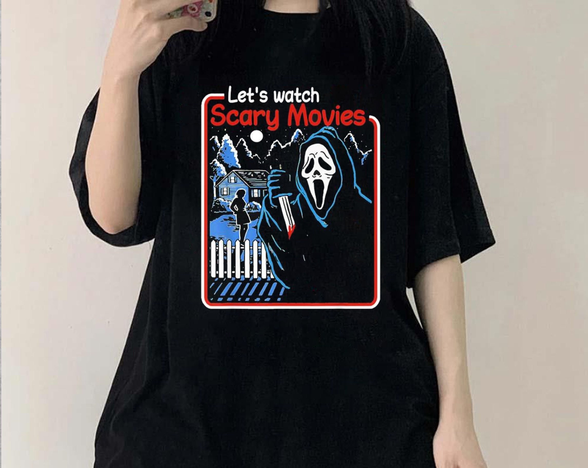 Lets Watch Scary Movies Scream Horror Ghostface 90s Unisex T-Shirt Lets Watch Scary Movies Scream Horror Ghostface 90s Unisex T-Shirt