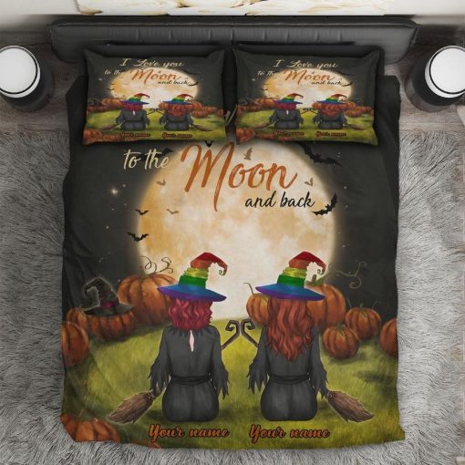 Lgbt Couple Halloween Dark Grey Shade Cotton Bedding Sets