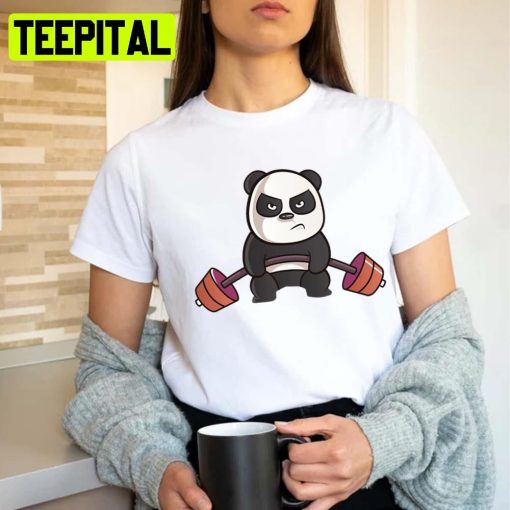 Lifting Face Cute Panda Training Design Unisex T-Shirt