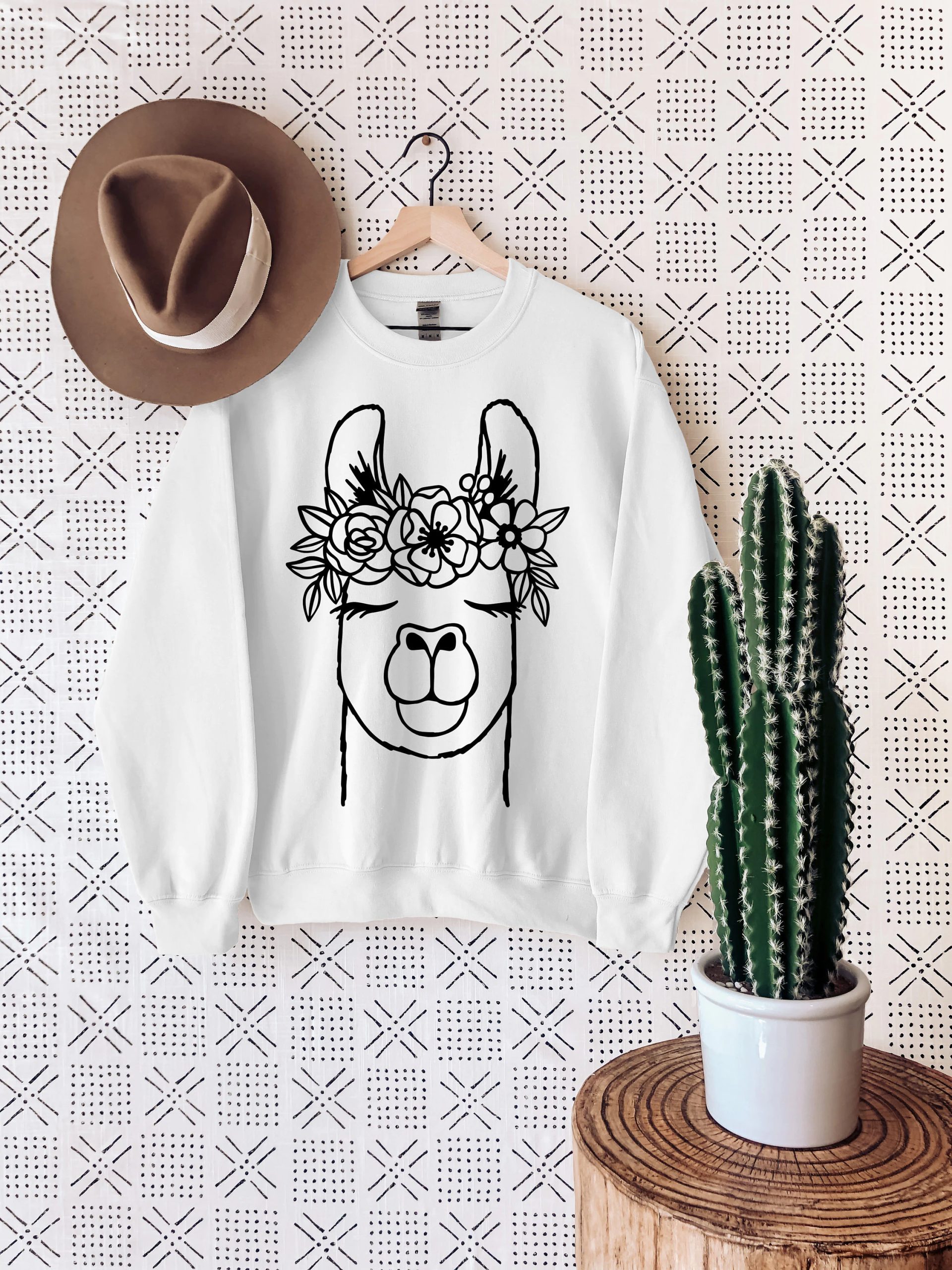Llama Flower Crown Flower Unisex Sweatshirt Llama Flower Crown Flower Unisex Sweatshirt