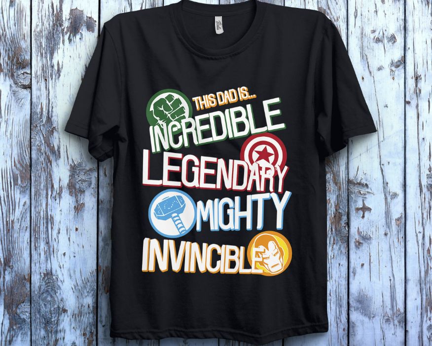 Marvel Avengers Fathers Day Dad Words T-Shirt Marvel Avengers Fathers Day Dad Words T-Shirt