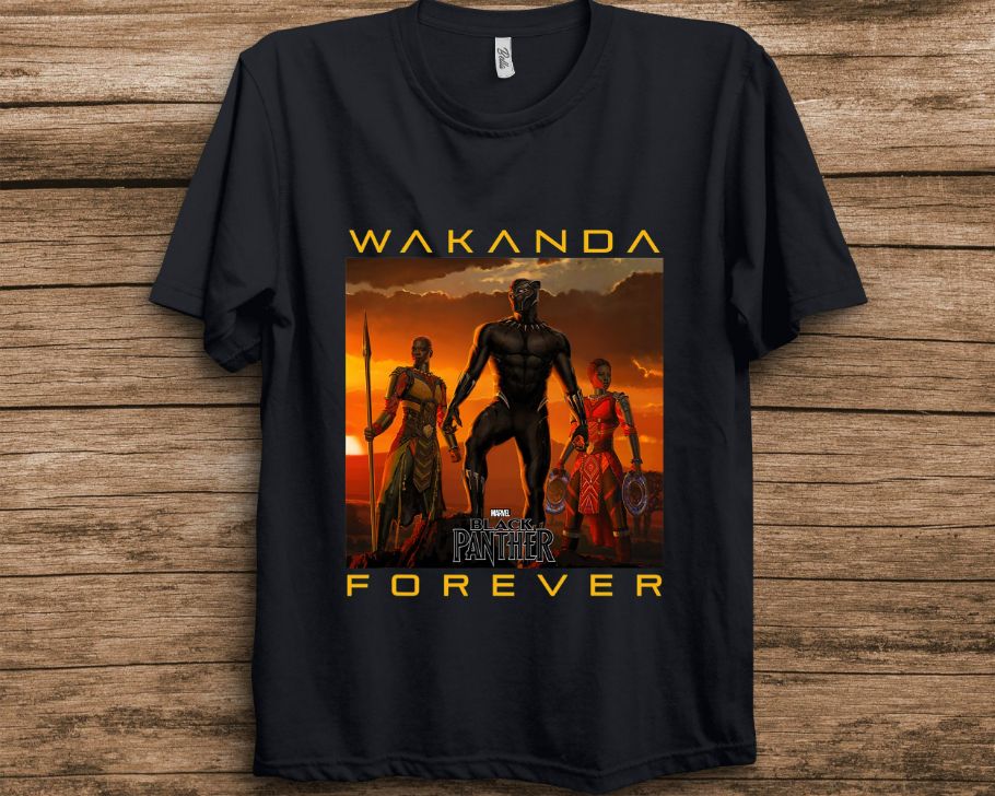 Marvel Black Panther 2 Movie Wakanda Forever Graphic T-Shirt Marvel Black Panther 2 Movie Wakanda Forever Graphic T-Shirt