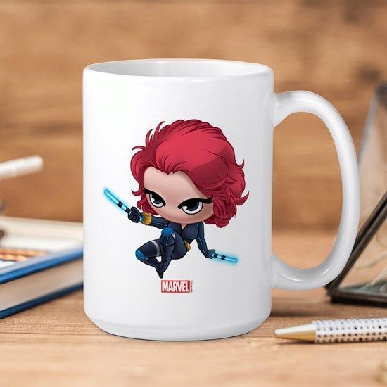 Marvel Chibi Black Widow Stylized Premium Sublime Ceramic Coffee Mug White Marvel Chibi Black Widow Stylized Premium Sublime Ceramic Coffee Mug White