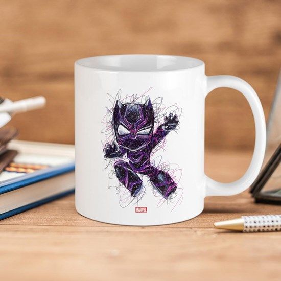 Marvel Comics Black Panther Scribbled Premium Sublime Ceramic Coffee Mug White Marvel Comics Black Panther Scribbled Premium Sublime Ceramic Coffee Mug White