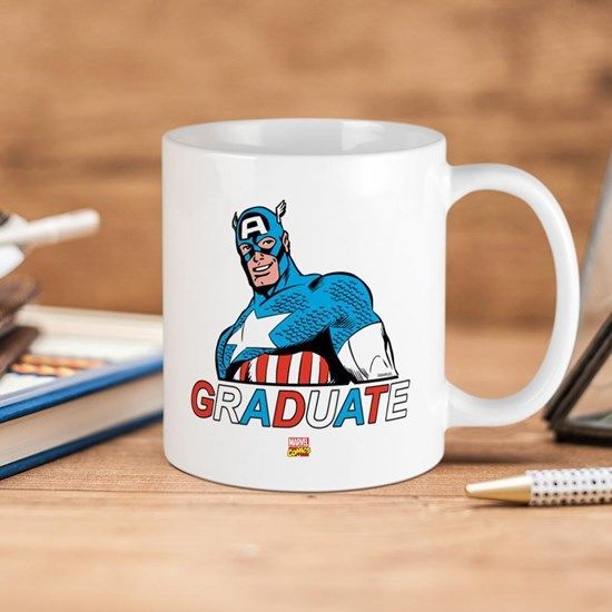 Marvel Comics Captain America Graduate Premium Sublime Ceramic Coffee Mug White Marvel Comics Captain America Graduate Premium Sublime Ceramic Coffee Mug White