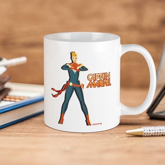 Marvel Comics Captain Marvel Standing Premium Sublime Ceramic Coffee Mug White Marvel Comics Captain Marvel Standing Premium Sublime Ceramic Coffee Mug White