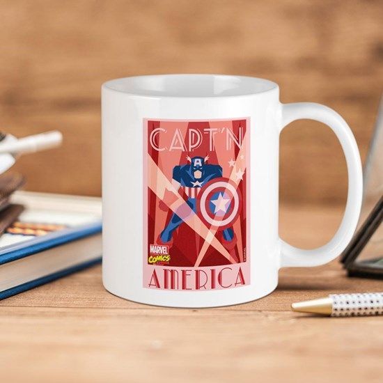 Marvel Comics Decco Captain America Premium Sublime Ceramic Coffee Mug White Marvel Comics Decco Captain America Premium Sublime Ceramic Coffee Mug White