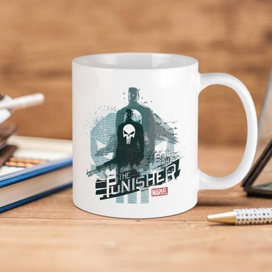 Marvel Comics The Punisher Badge Premium Sublime Ceramic Coffee Mug White Marvel Comics The Punisher Badge Premium Sublime Ceramic Coffee Mug White