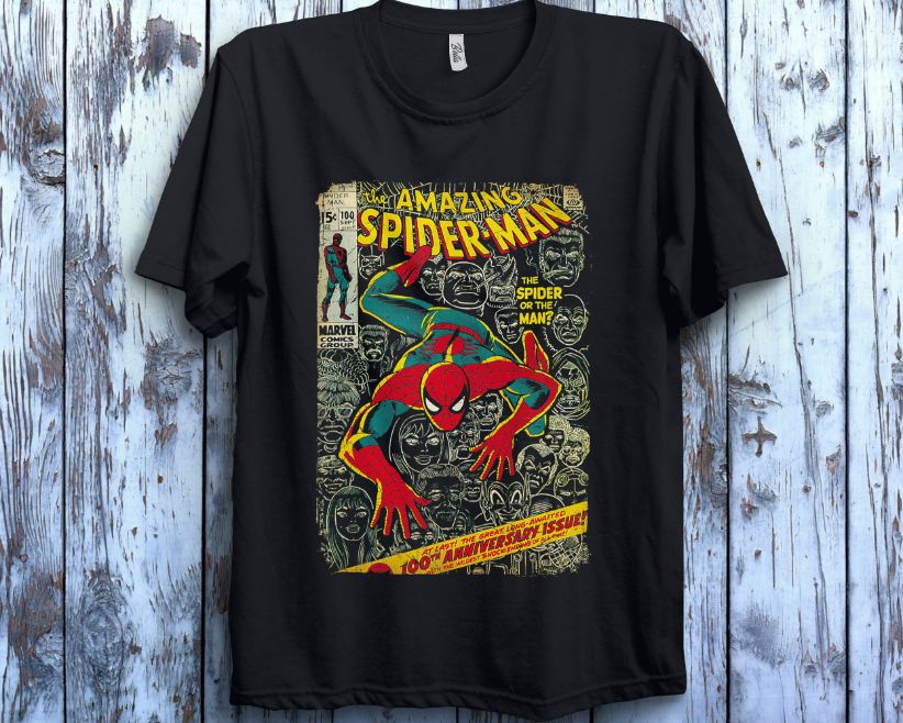 Marvel Spider-Man Comic Book Anniversary Graphic T-Shirt Marvel Spider-Man Comic Book Anniversary Graphic T-Shirt