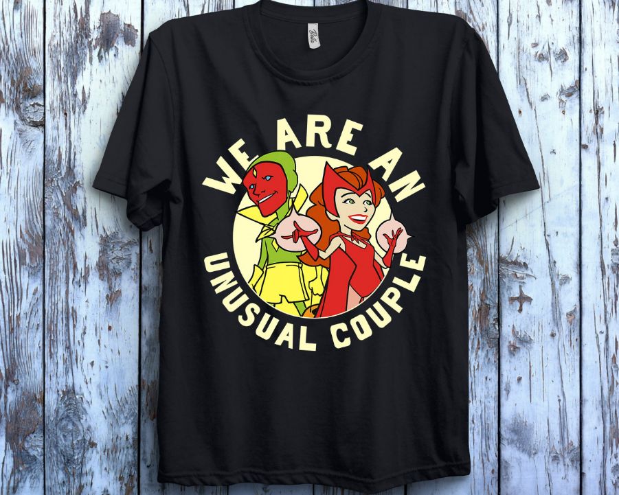 Marvel WandaVision Halloween We Are An Unusual Couple Retro T-Shirt Marvel WandaVision Halloween We Are An Unusual Couple Retro T-Shirt
