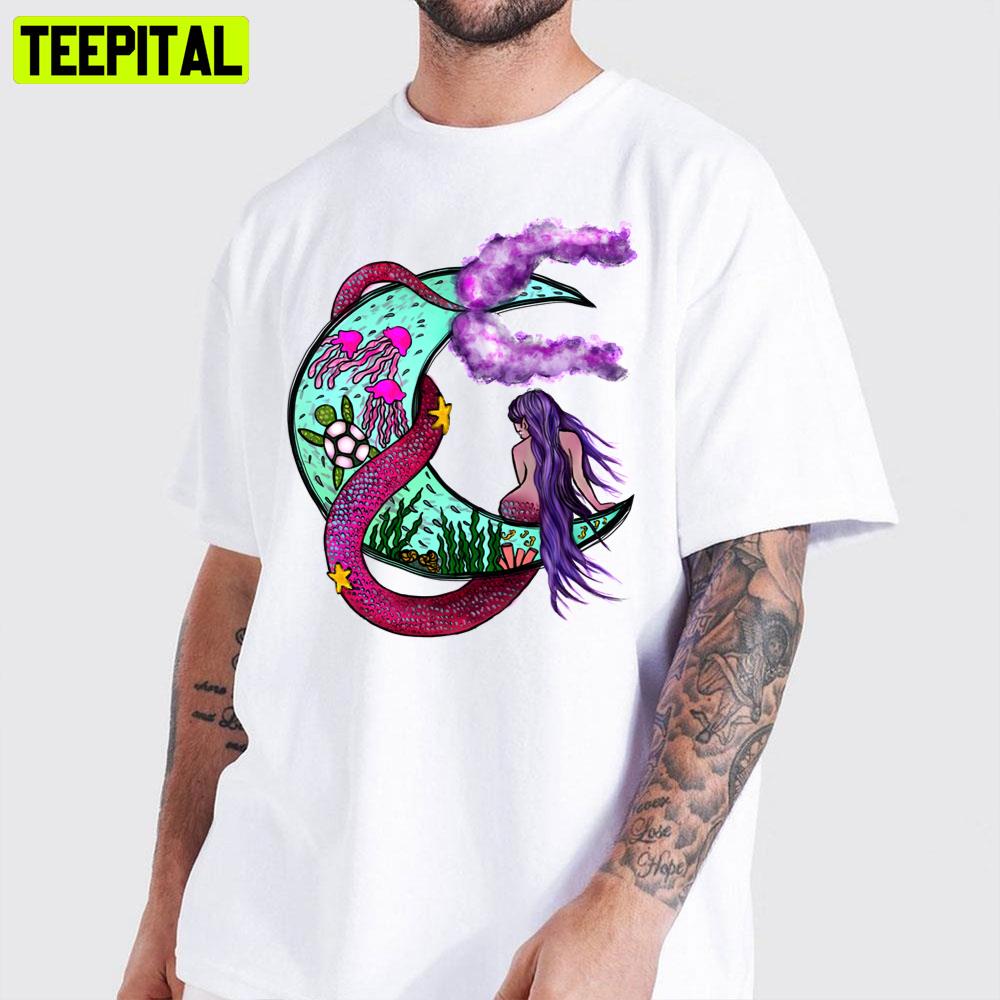 Mermaid On The Moon Unisex T-Shirt Mermaid On The Moon Unisex T-Shirt